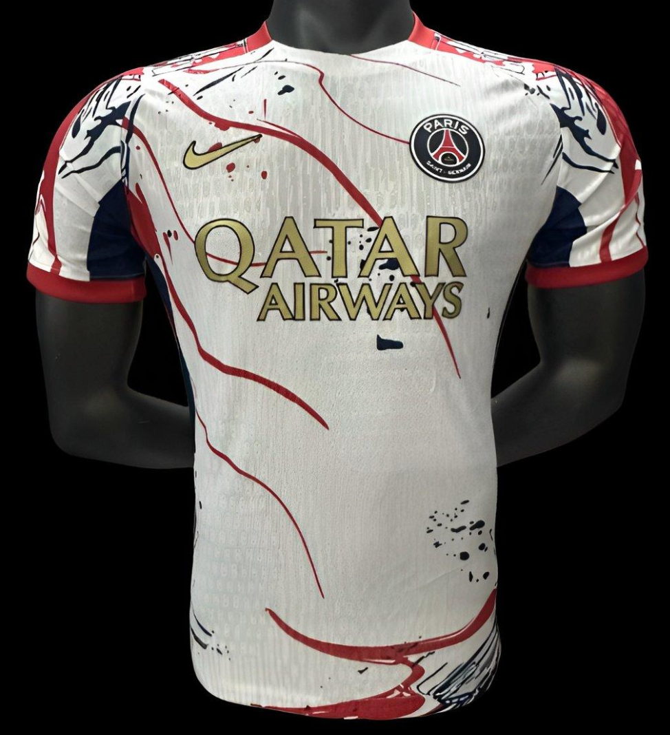 25/26 PSG White with Abstract Red Lines