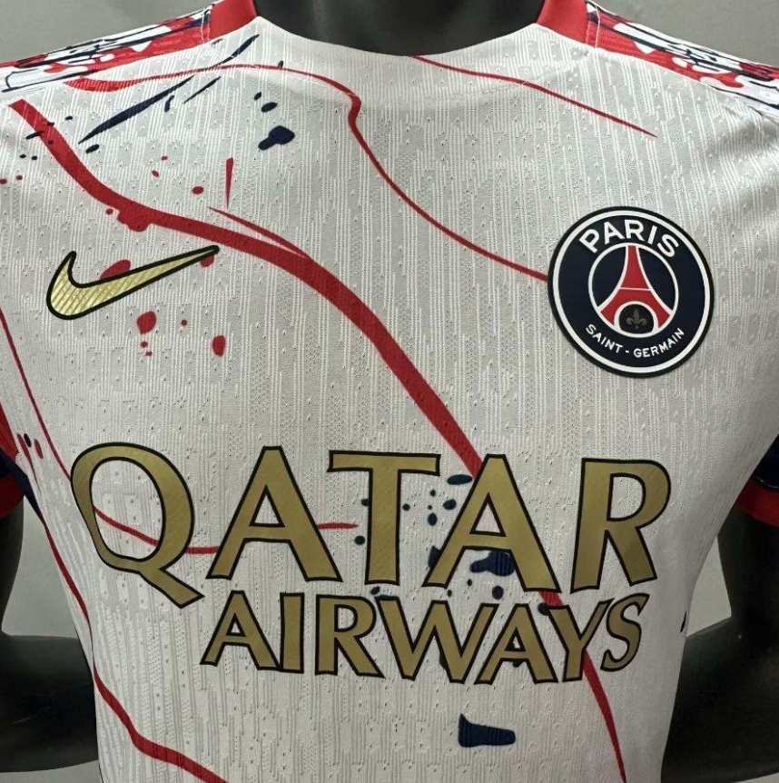 25/26 PSG White with Abstract Red Lines