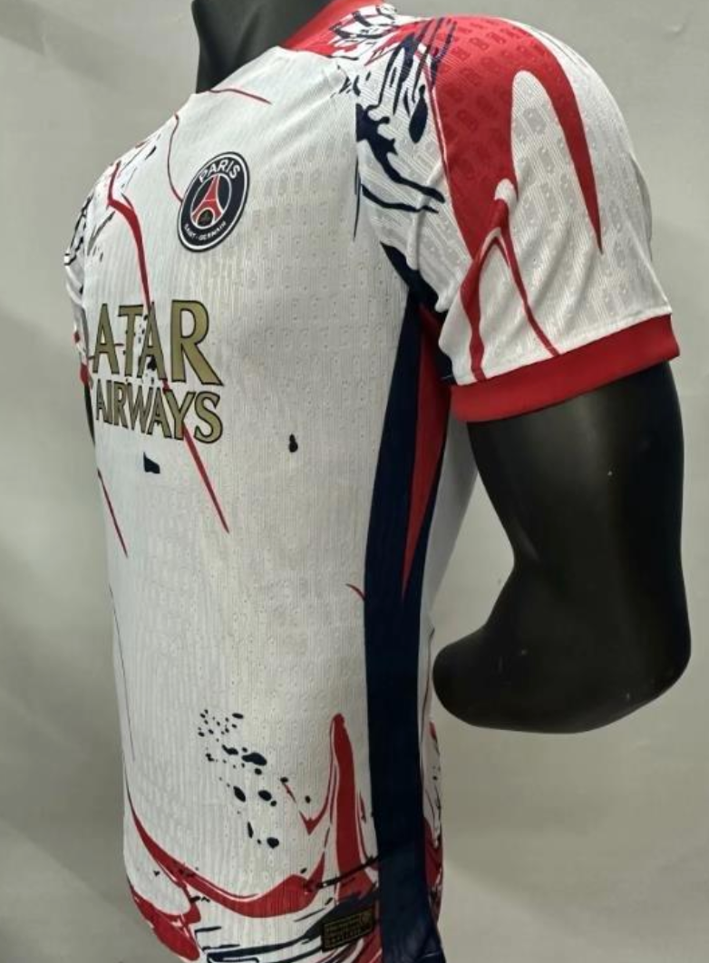 25/26 PSG White with Abstract Red Lines