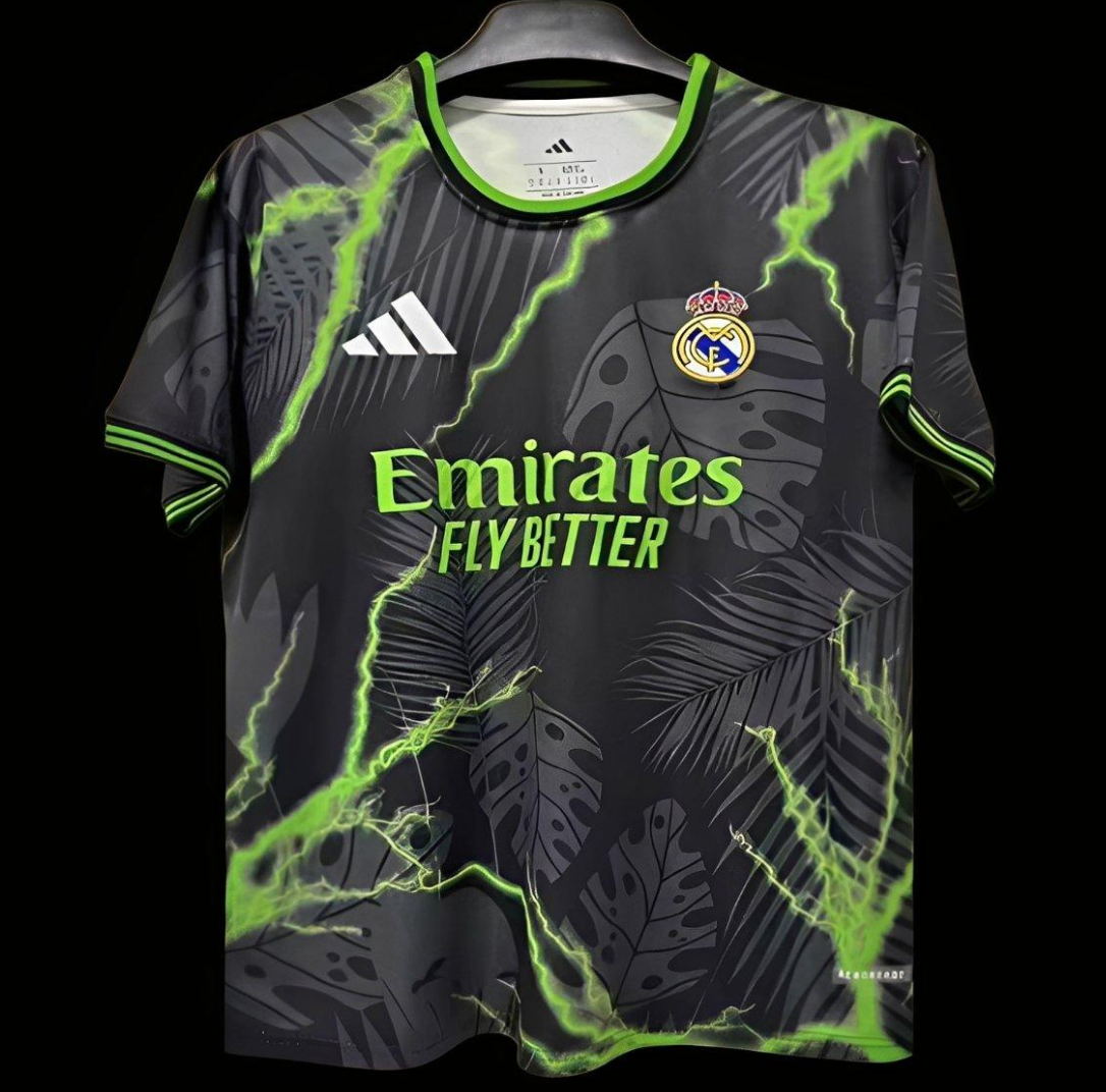 25/26 Real Madrid Black with Lightning and Tropical Leaf