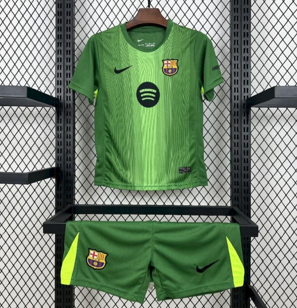 2025/26 Kids Barcelona Goalkeeper Green Kit