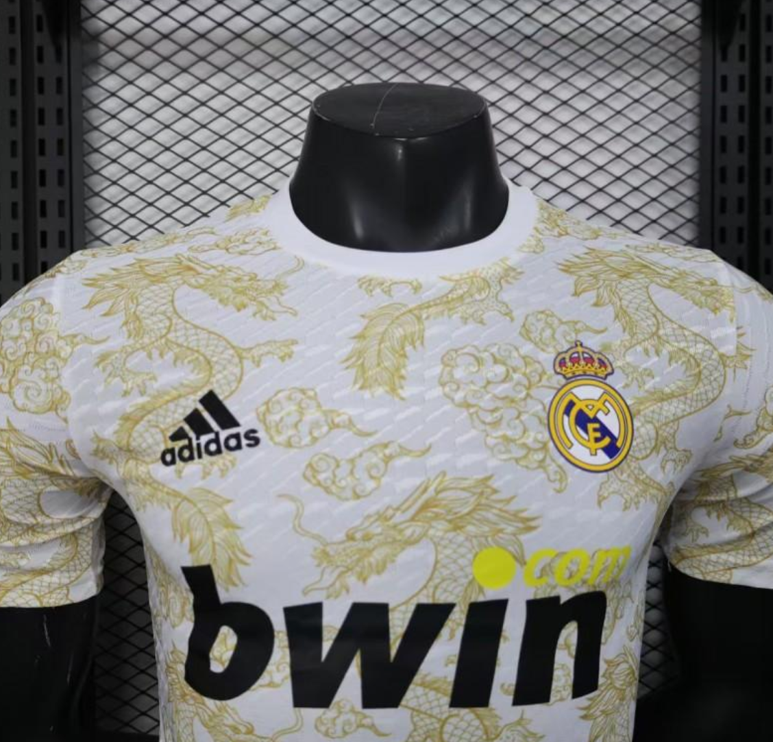 25/26 Real Madrid White with Golden Dragon Pattern