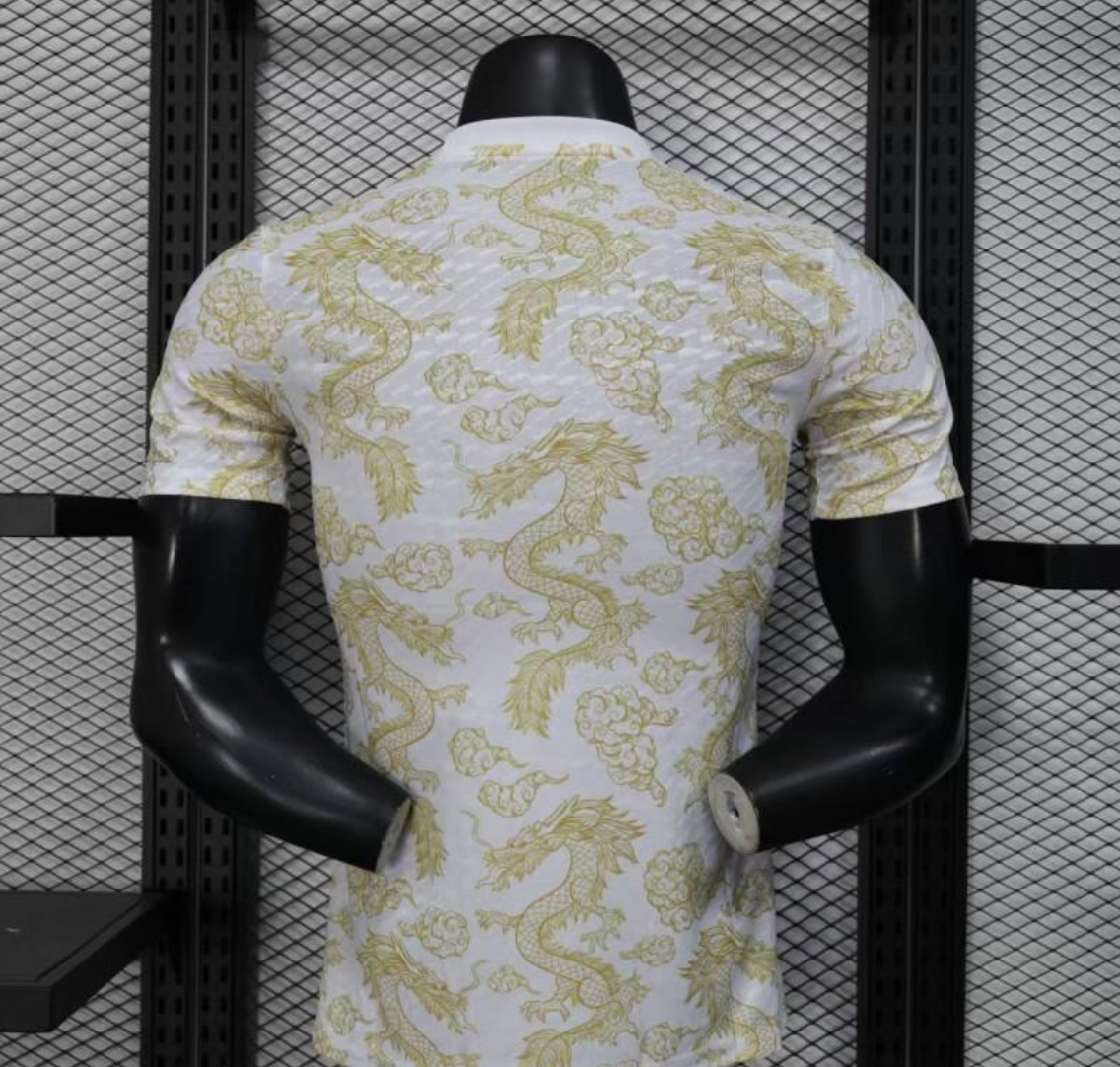 25/26 Real Madrid White with Golden Dragon Pattern