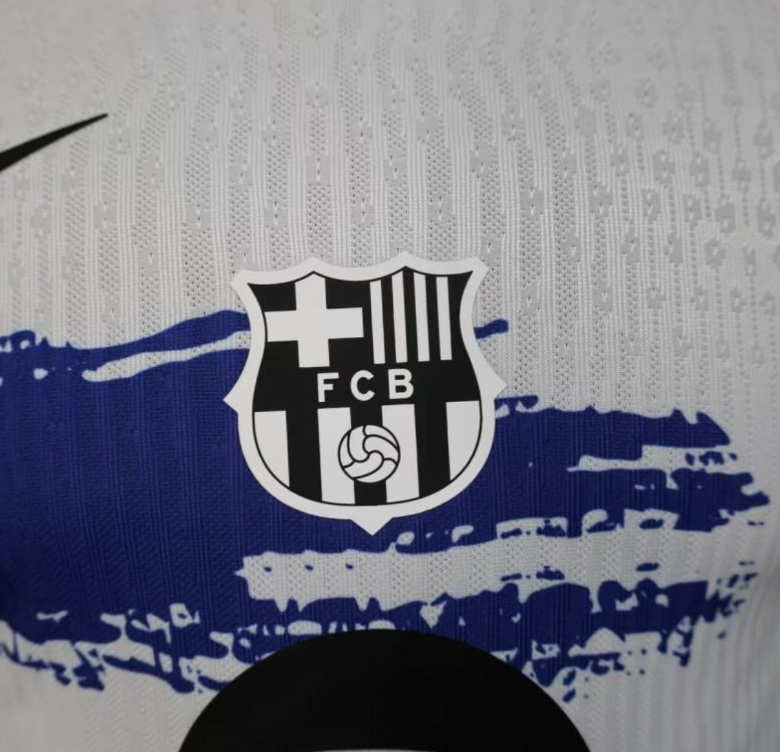 25/26 Barcelona White with Blue and Red Brush Stroke