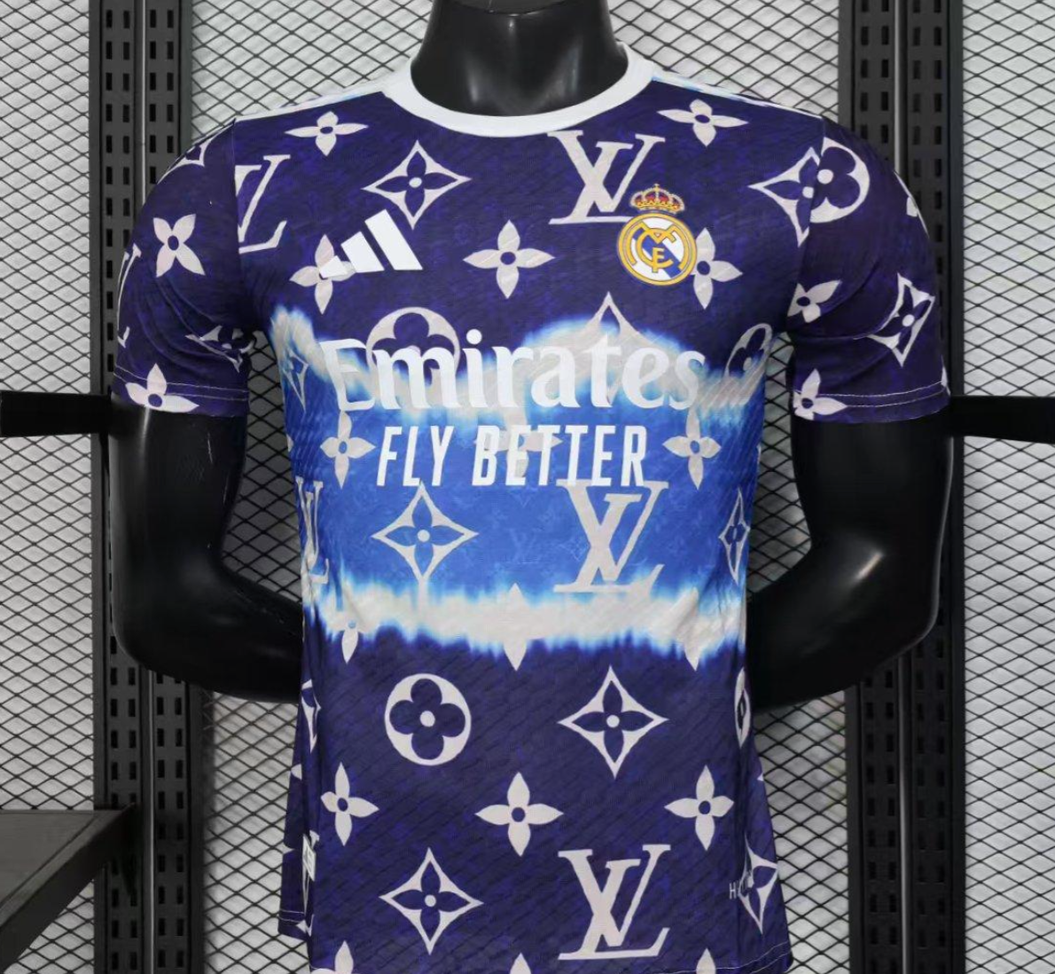 25/26 Real Madrid Blue with Louis Vuitton Monogram Pattern