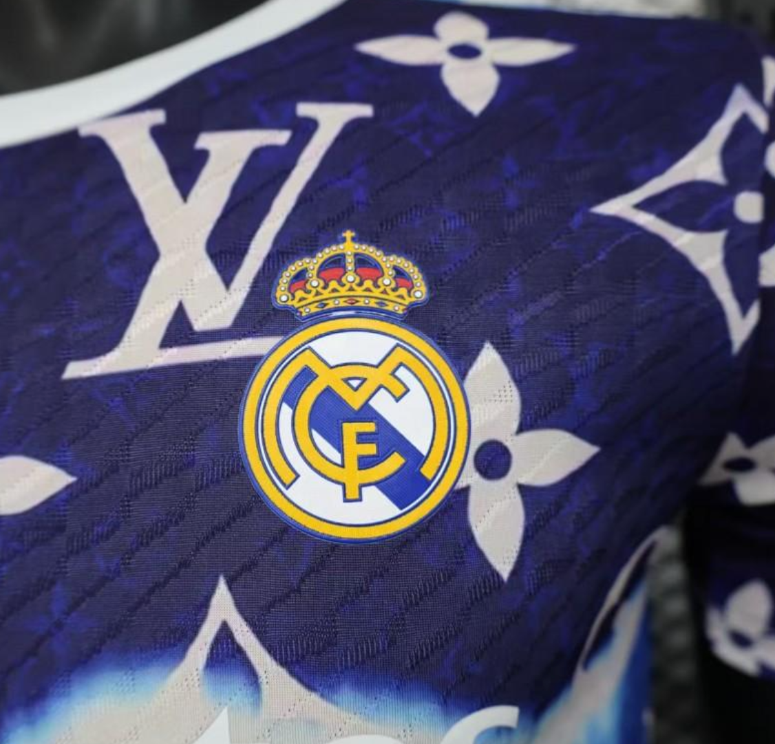 25/26 Real Madrid Blue with Louis Vuitton Monogram Pattern