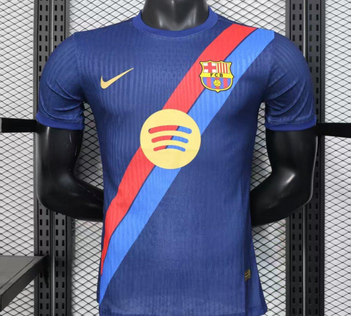 25/26 Barcelona Blue with Red and Light Blue Diagonal Stripe
