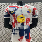 25/26 FC Barcelona White with Red & Blue Brushstroke Pattern