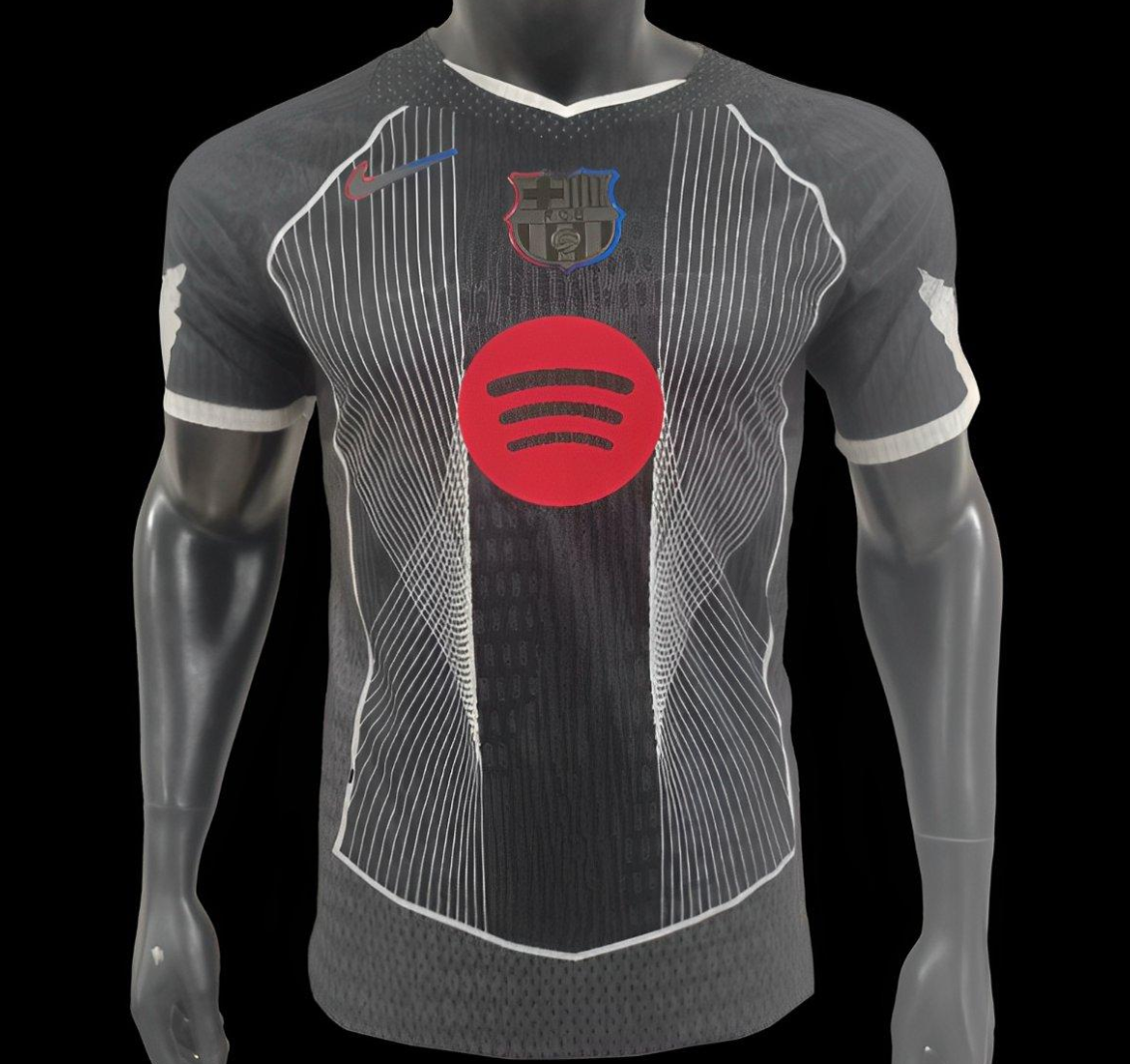 25/26 FC Barcelona Black with White Line Pattern