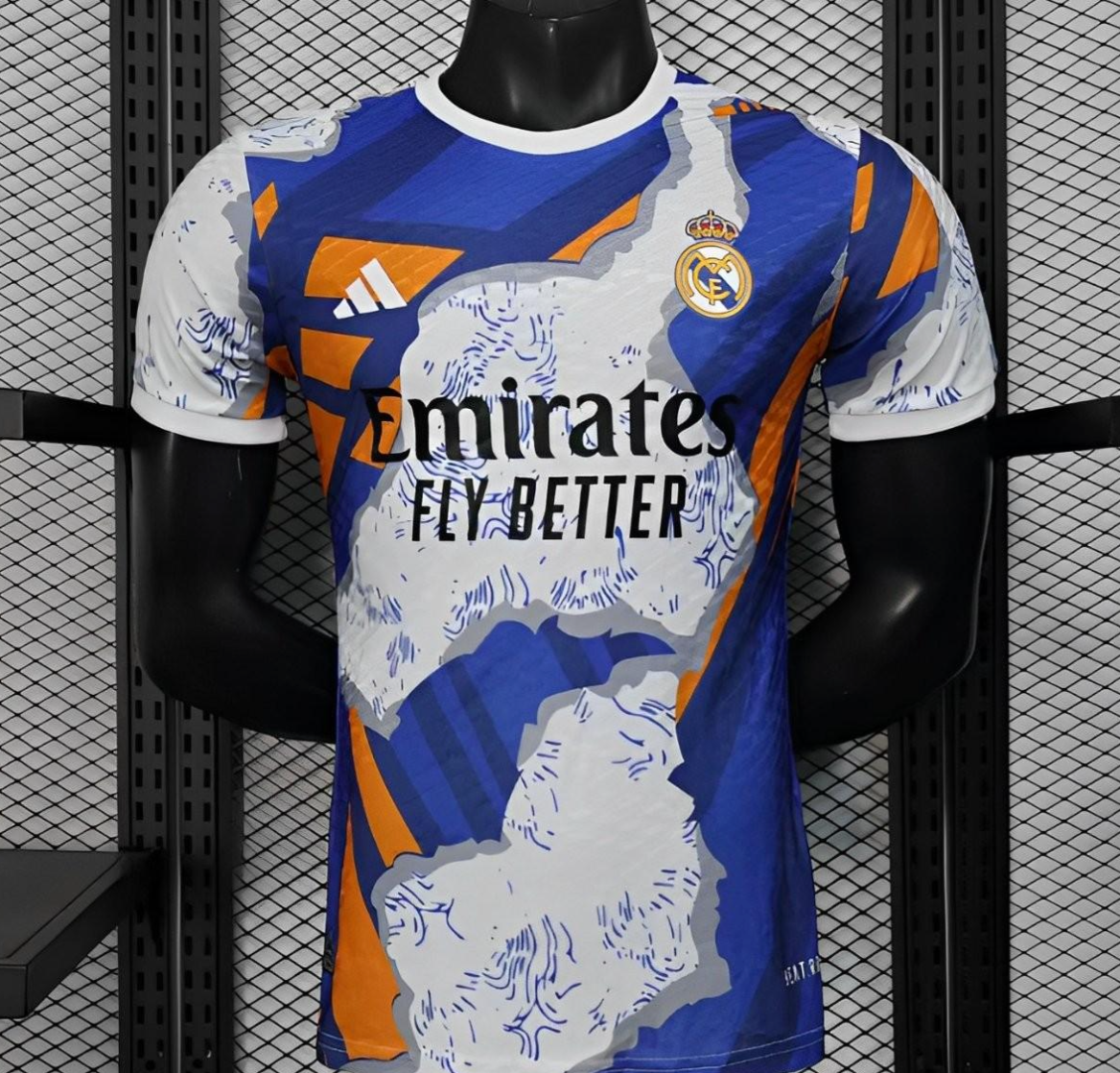 25/26 Real Madrid Limited Edition Blue Orange Abstract Pattern