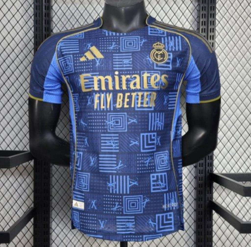 25/26 Player Version Real Madrid Blue Geometric Pattern Away