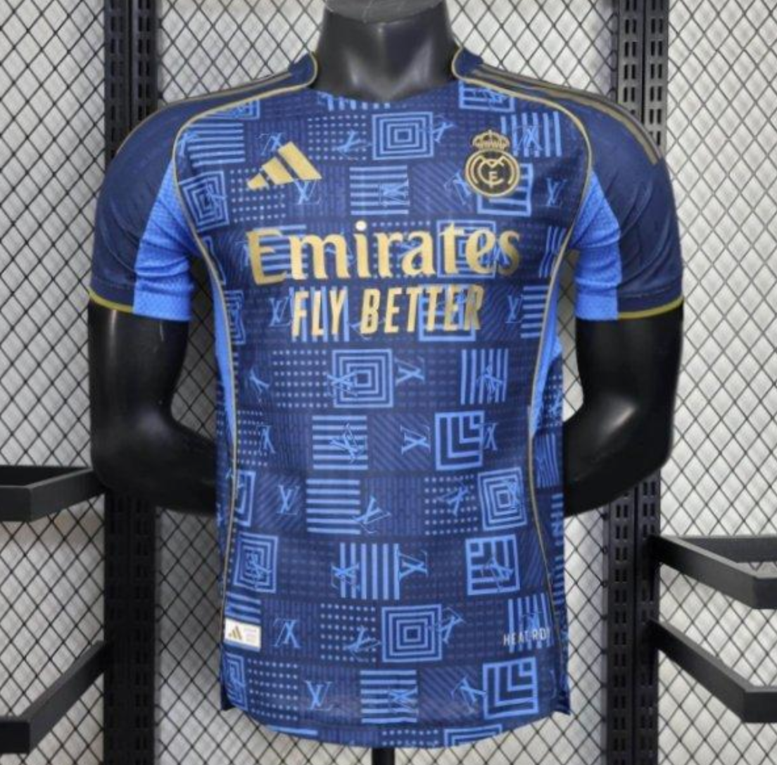 25/26 Player Version Real Madrid Blue Geometric Pattern Away