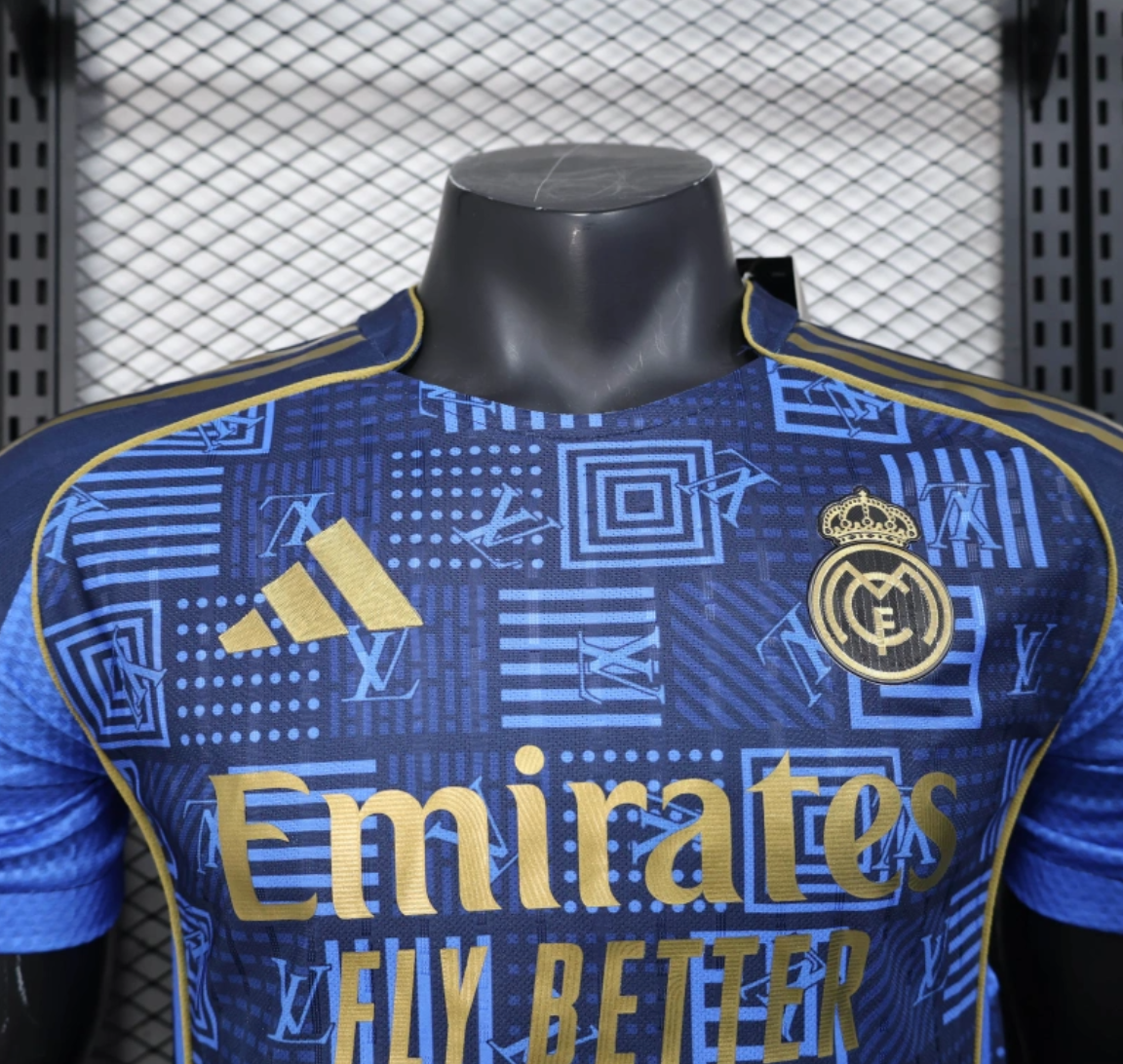 25/26 Player Version Real Madrid Blue Geometric Pattern Away