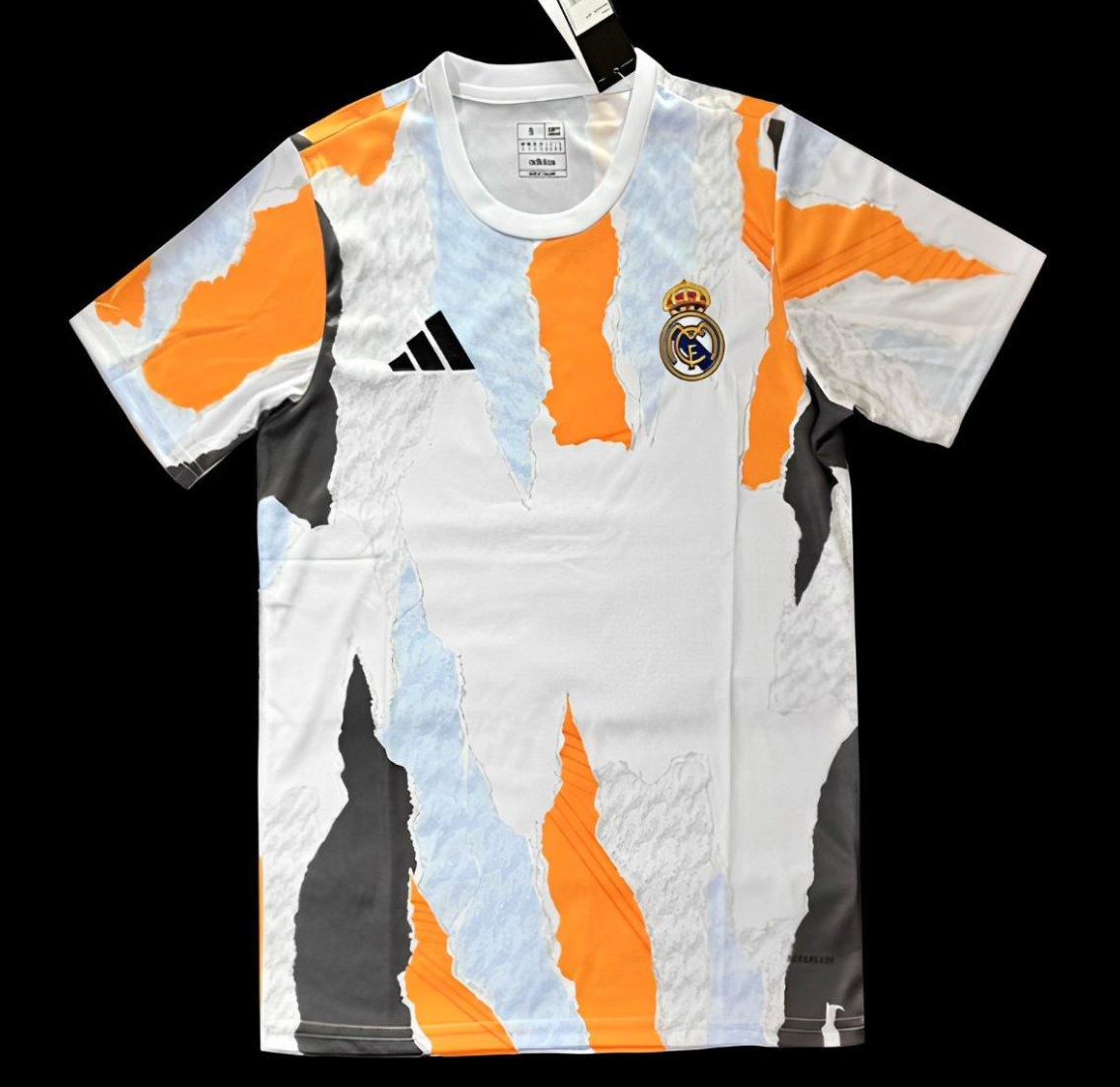 24/25 Real Madrid Adidas White Crew Orange Pre-Match