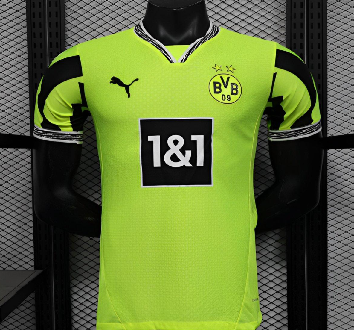 25/26  Borussia Dortmund Neon Green Home Jersey with 1&1 Sponsor