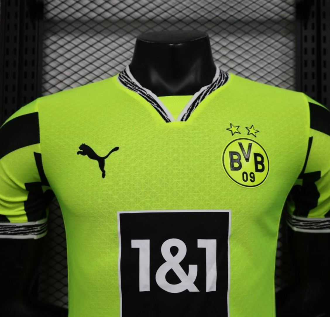 25/26  Borussia Dortmund Neon Green Home Jersey with 1&1 Sponsor
