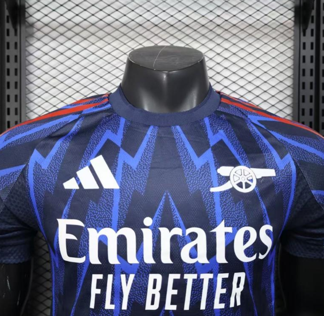 25/26 Arsenal Third Blue with Geometric Lightning Pattern