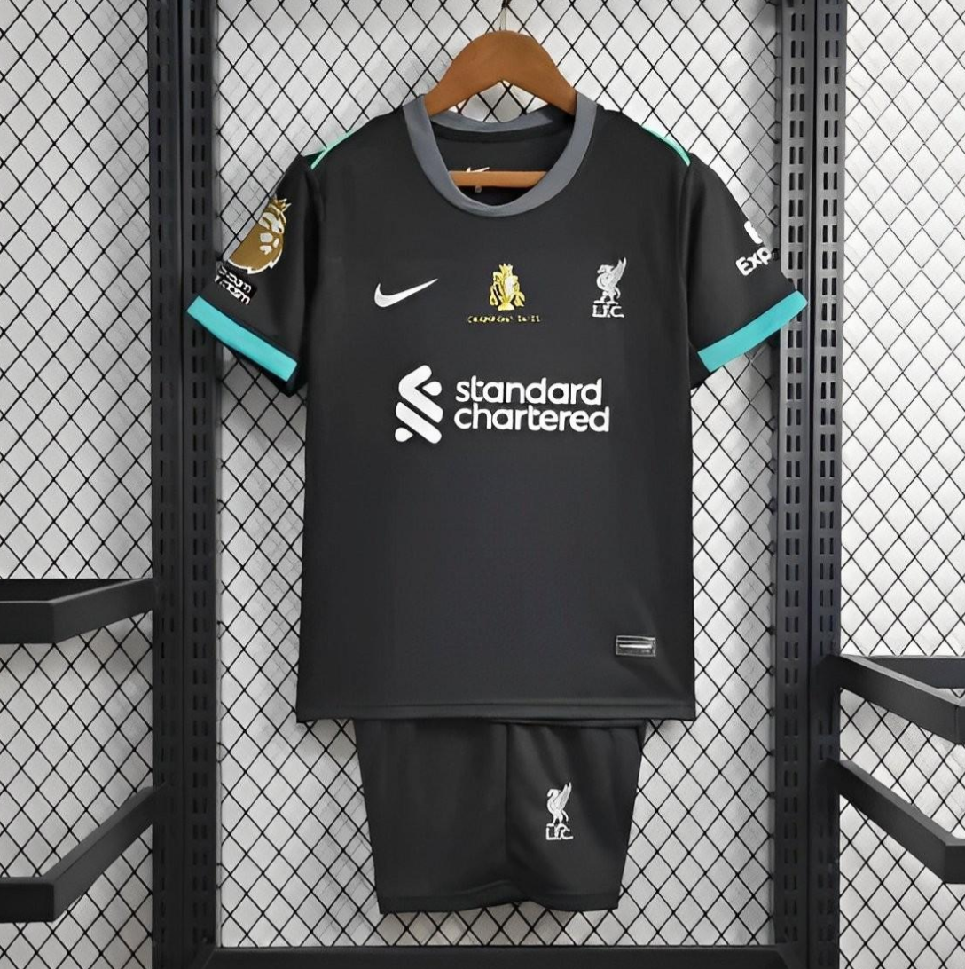 24/25 Kids Liverpool Away Black Jersey With Champion Printing
