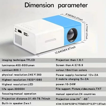 Mini Projecteur Portable YG300 – Compact, Durable et Polyvalent