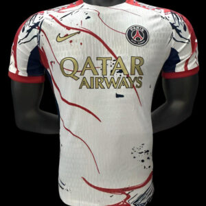 25/26 PSG White with Abstract Red Lines