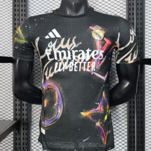 25/26 Real Madrid Black with Colorful Abstract Art Pattern