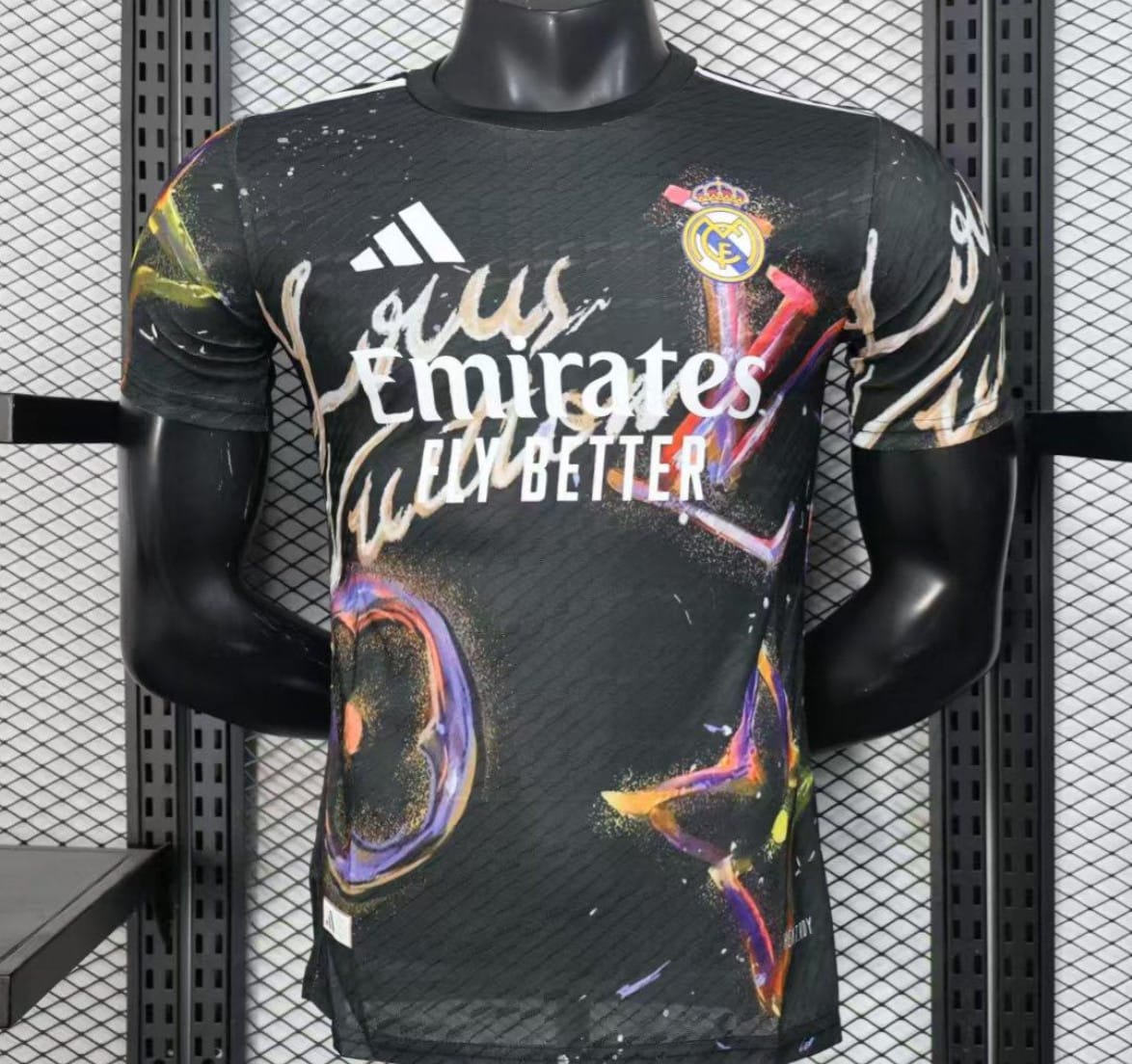 25/26 Real Madrid Black with Colorful Abstract Art Pattern