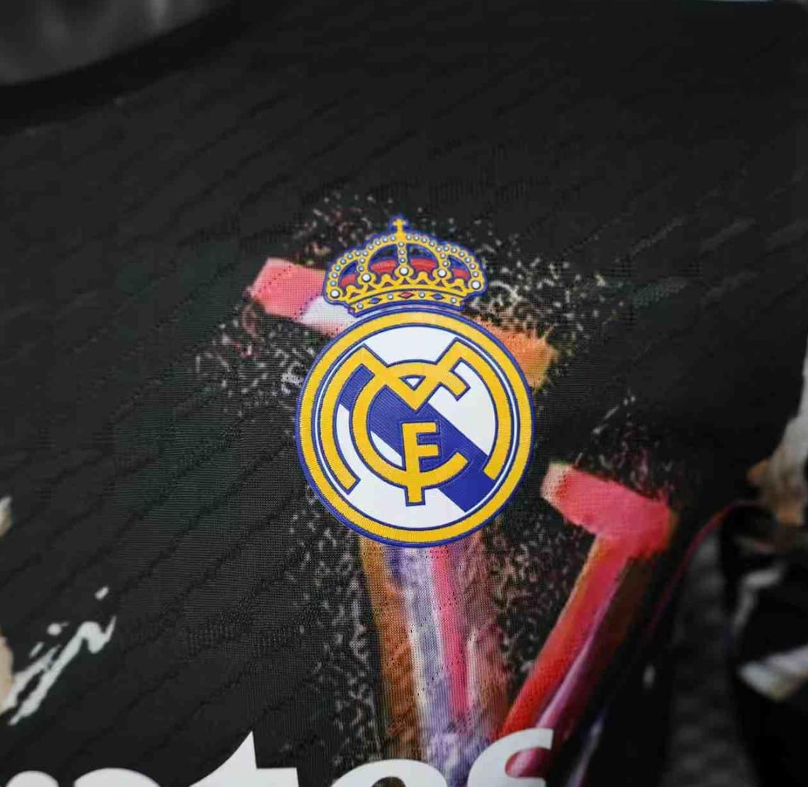 25/26 Real Madrid Black with Colorful Abstract Art Pattern – Image 3